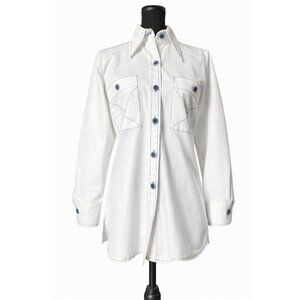 Vtg 70s SEARS PERMA-PREST Dagger Collar Blouse - ILGWU Union Made USA Women's M